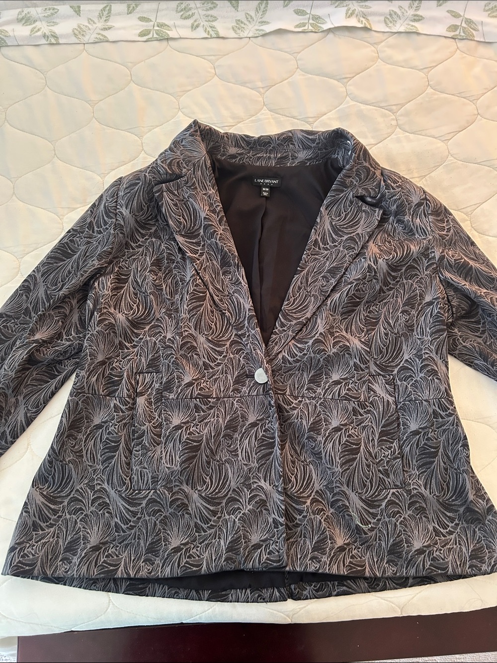 Lane Bryant Black and Gray Patterned Women's Blazer